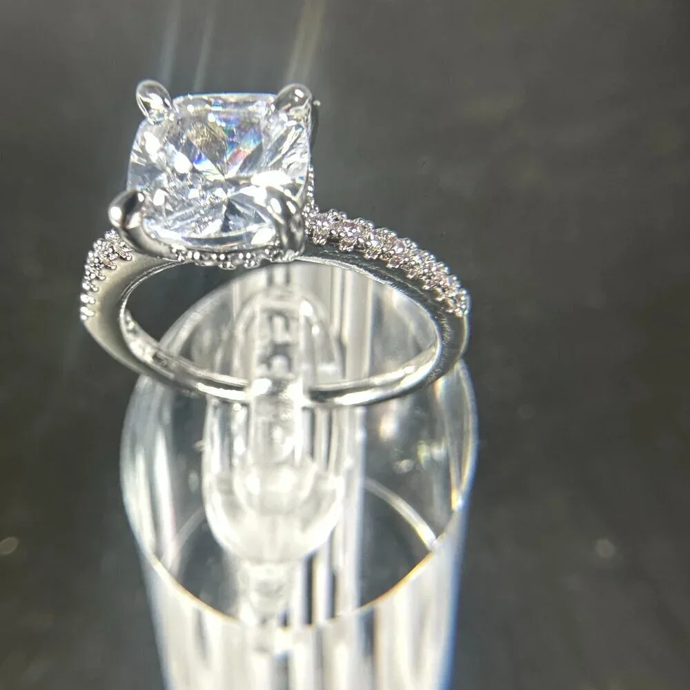 Womens Silver Plated Brass Ring Cubic Zirconia